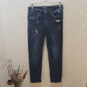 Silver Suki Capri Jeans Dark Blue Denim
